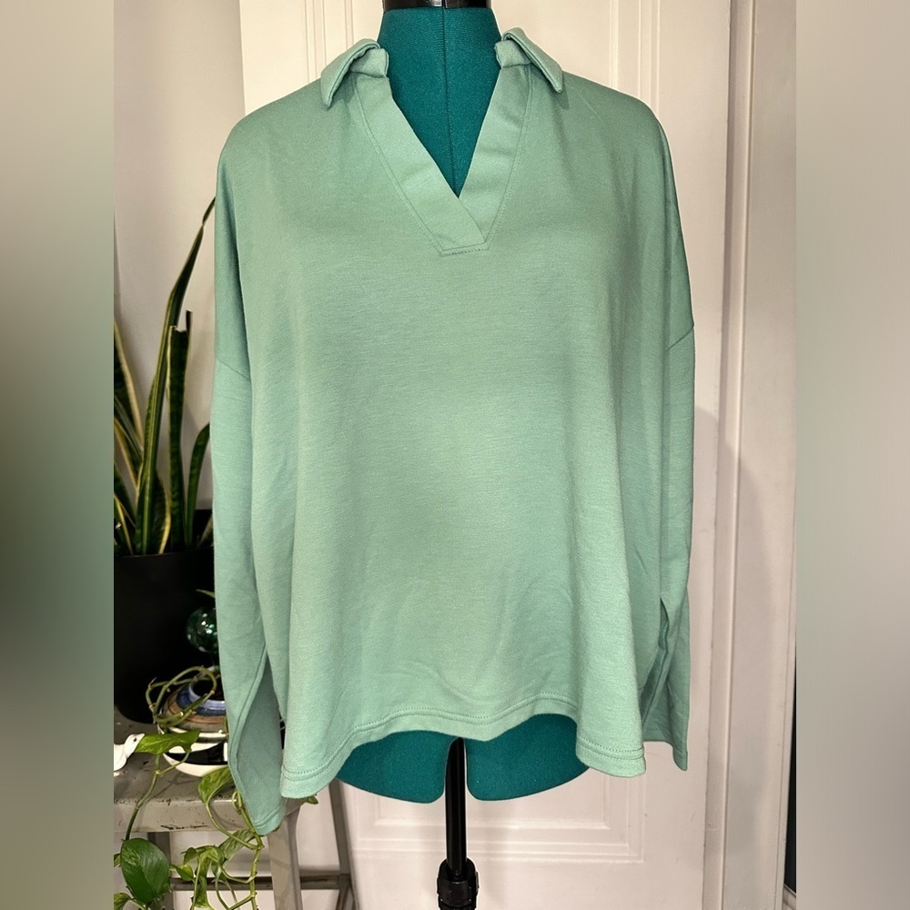 J Crew NWT Green Rugby Polo women’s 2X